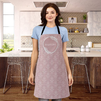 Delantal Apron personalizado elegante de Damask rosa