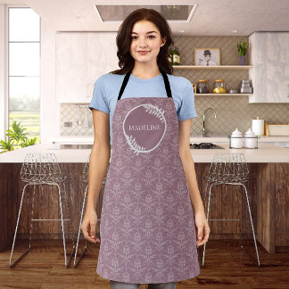 Delantal Apron personalizado elegante de Mauve Damask