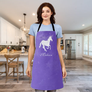 Delantal Aprón personalizado morado de unicornio