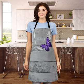 Delantal Apron personalizado ruso de mariposa morada