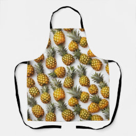 Delantal Apron - Piñas en un patrón de cuadrícula, tema de 