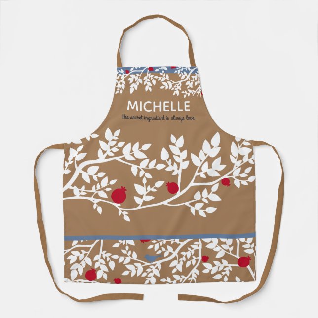Delantal Apron Pomegranate Botánico Personalizado (Anverso)