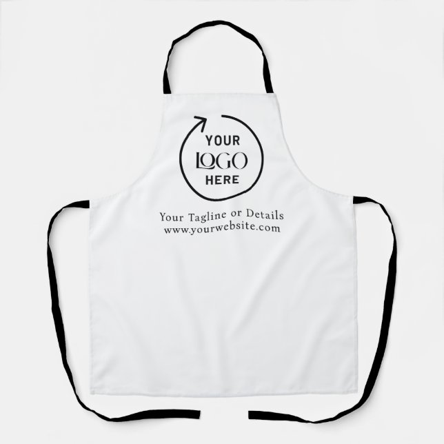 Delantal Apron profesional blanco personalizado con logotip (Anverso)