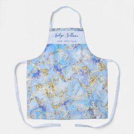 Delantal apron profesional de belleza marcial azul