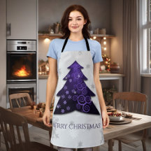 Apron púrpura de árbol de Navidad festivo