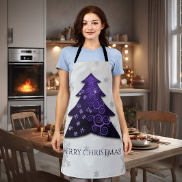 Delantal Apron púrpura de árbol de Navidad festivo