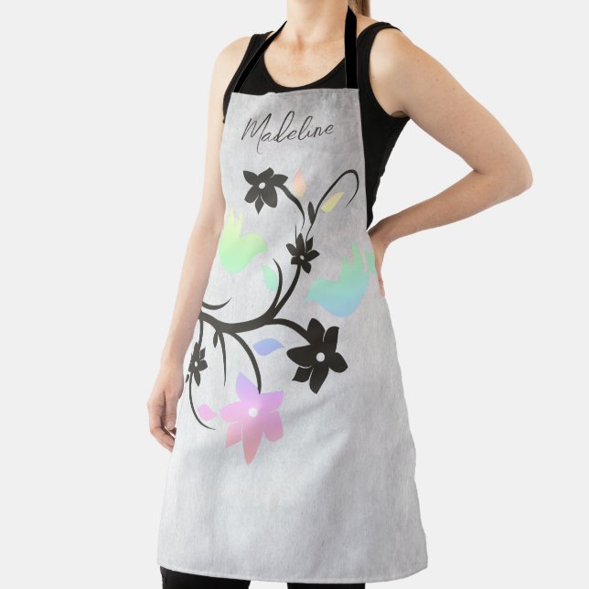 Delantal Apron Rainbow Pastel Lovebirds (in situ)