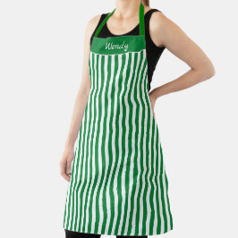 Delantal Apron rayado de patrón verde y blanco
