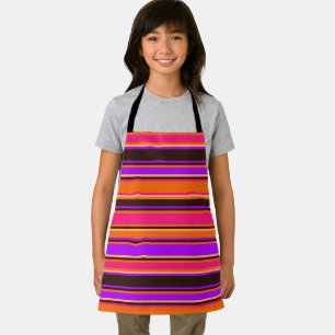 Delantal Apron rayado naranja, magenta y púrpura