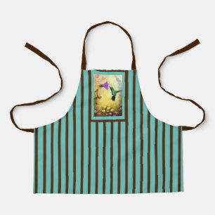 Delantal Apron rayado Verde azulada y marrón de niños