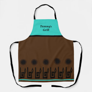 Delantal Apron, restaurante turquesa marrón del suroeste