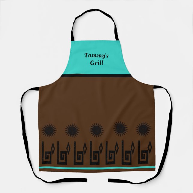Delantal Apron, restaurante turquesa marrón del suroeste (Anverso)