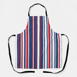 Delantal Apron rojo, blanco y azul