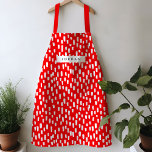 Delantal Aprón rojo brillante<br><div class="desc">Luminoso y alegre,  este delantal de colores vivos presenta guiones dibujados a mano para un juego de patrones durante todo el año. Personaliza con tu propio nombre o dá como un regalo práctico y atento!</div>