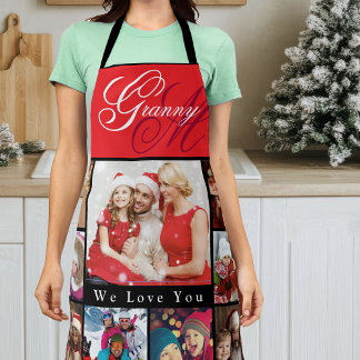 Delantal Apron rojo de foto elegante de la abuela