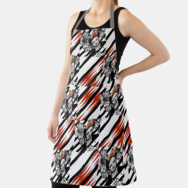 Delantal Aprón rojo NEGRO FRIDA