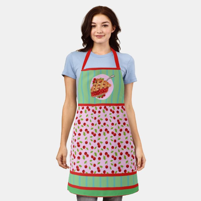 Delantal Apron rosa Cherry Retro (Gastado)