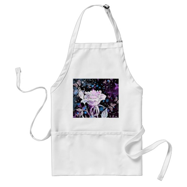 Delantal Apron Rosa de invierno y mariposas (Frente)