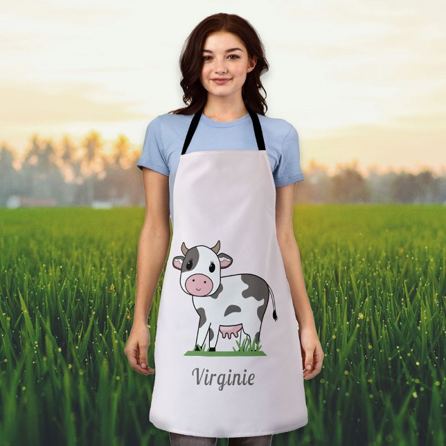 Delantal Aprón rosa de vaca suave (Cute Cow Pink Apron)
