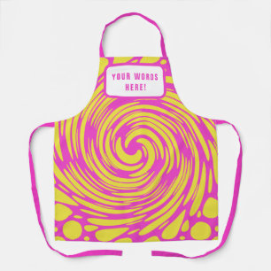 Delantal Aprón rosa y amarillo psicodélico personalizado