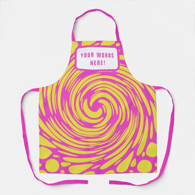 Delantal Aprón rosa y amarillo psicodélico personalizado (Anverso)