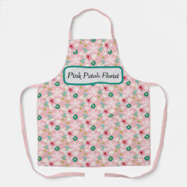Delantal Apron rosado florista con flores