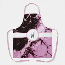 Delantal Apron rosado y negro monogramado