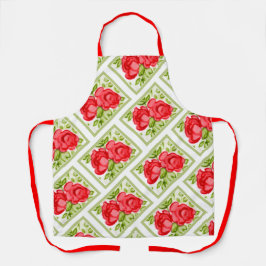 Delantal Apron Rosas pintados de rojo