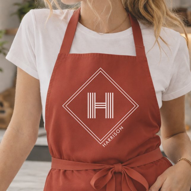 Delantal Apron | Stylish Geometric Initial Monogram (Subido por el creador)