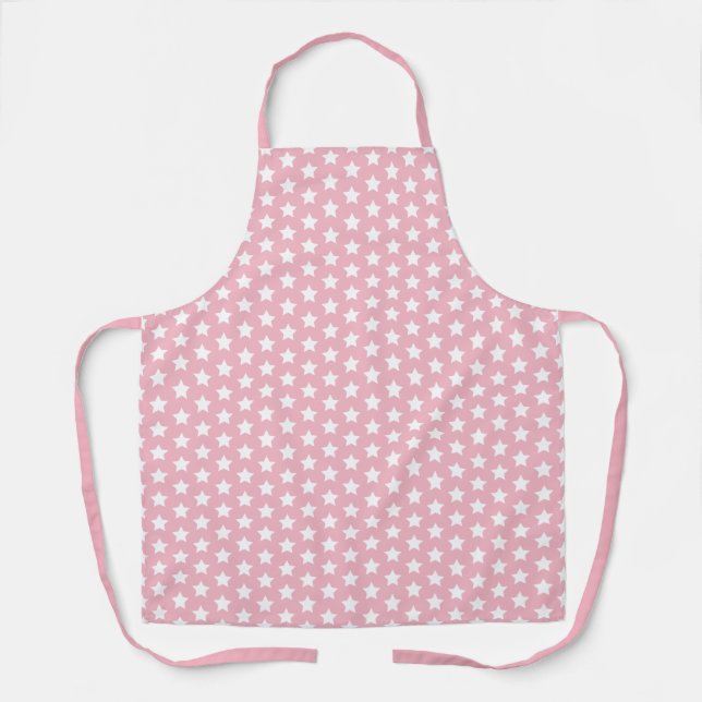 Delantal Apron suave de estrellas blancas y rosadas (Anverso)
