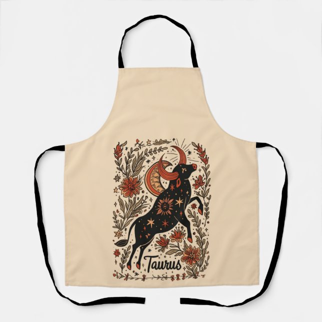 Delantal Apron Taurus Celestial Zodiac Art (Anverso)