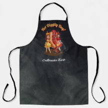 Apron todo-sobre-impreso con perro caliente animad