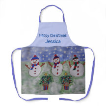 Apron: Tres Navidades Snowmen