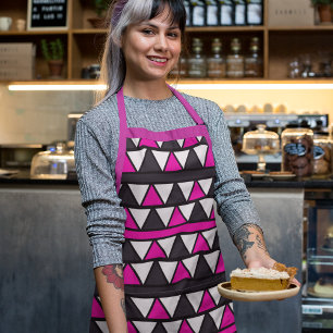 Delantal Apron Triángulo Blanco Y Rosa