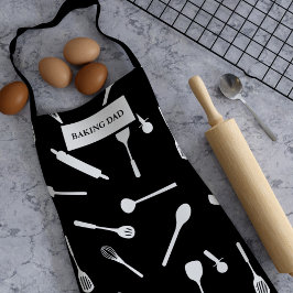 Delantal Apron Utensil de cocina para papá de hornear negro