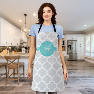Delantal Aprón verde azulado Personalizado de Quatrefoil