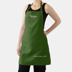 Delantal Apron verde personalizado con el nombre del chef