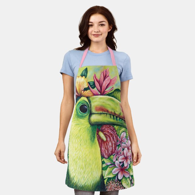 Delantal Aprón verde rosa verde divertido con sabor floral  (Gastado)