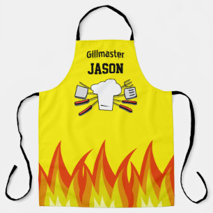 Delantal Apron Yellow BBQ Grillmaster Personalizado