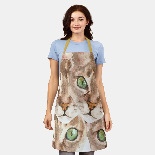 Delantal Aprones de diseño de ojos de gato, regalo de mamá  (Gastado)