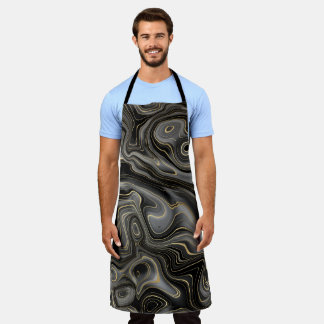 Delantal Aprones de mármol gris y negro de oro