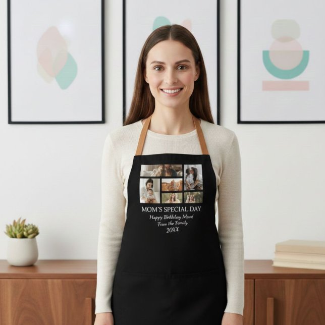 Delantal Aprons Birthday Photo Collage, Modern Mother Gift  (Subido por el creador)