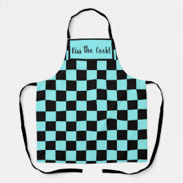 Delantal Aqua and Black Checkerboard