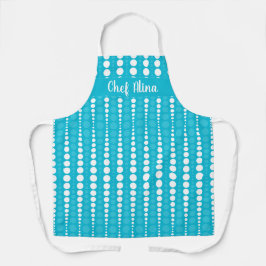 Delantal Aqua Blue and White Polka Dot Middium Apron