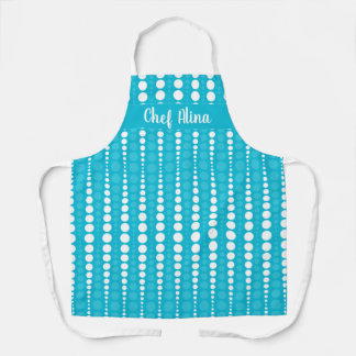 Delantal Aqua Blue and White Polka Dot Middium Apron