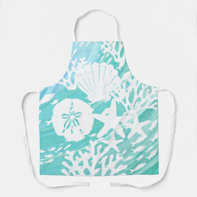 Delantal Aqua Ocean Seasheles Fish Coral (Anverso)