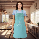 Delantal Aqua Purpurina gotea rosa metálico personalizado<br><div class="desc">Este diseño se puede personalizar eligiendo la opción personalizar para añadir texto o realizar otros cambios. Si este producto tiene la opción de transferir el diseño a otro artículo, asegúrese de ajustar el diseño para que se ajuste si es necesario. Contáctame en colorflowcreations@gmail.com si deseas tener este diseño en otro...</div>
