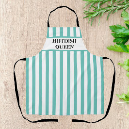 Delantal Aqua Stripe Hotdish Queen All-Over Print Apron