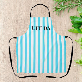 Delantal Aqua Striped Uff Da All-Over Print Apron