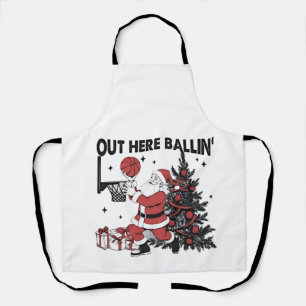 Delantal Aquí fuera jugando baloncesto Deporte Navidad